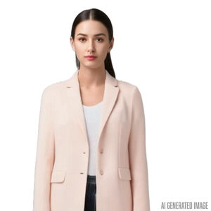 Whistles Jersey Slim Blazer Pastel Pink Size 14 NWT Work Designer Quiet Luxury
